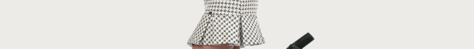 Houndstooth Pleated Mini Skirt